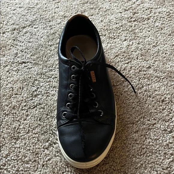 ECCO Soft 7 Women’s Black Leather Lace Up Sneakers Size 8 - Picture 4 of 16